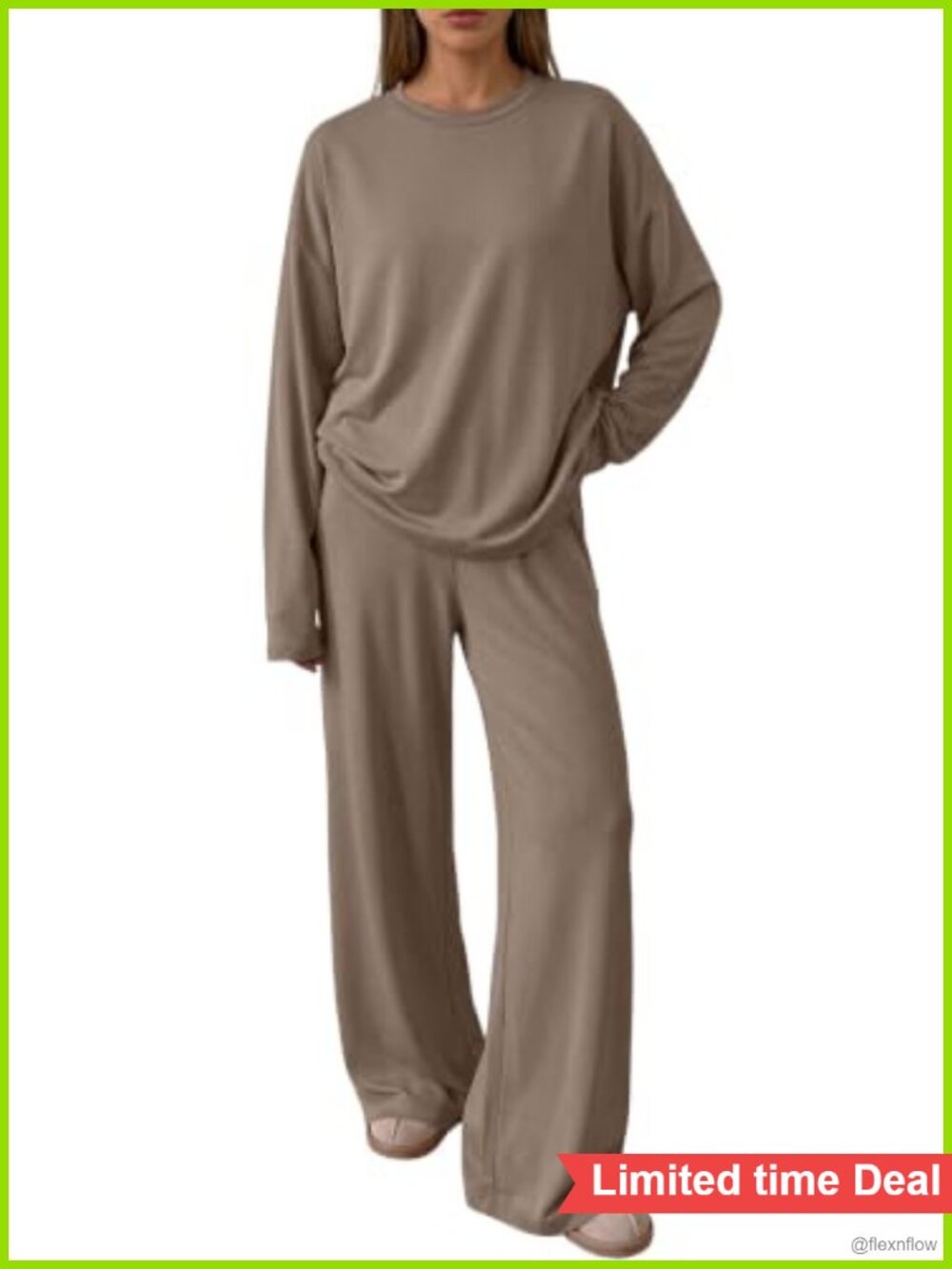 Women's 2 Piece Lounge Set Oversized Top Wide Leg Pants